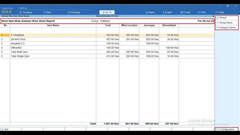 Tally Add On Godown Wise Item Stock Report With Godown As Column In