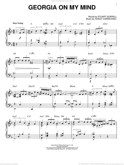 Georgia On My Mind Jazz Version Arr Brent Edstrom Sheet Music For Piano Solo