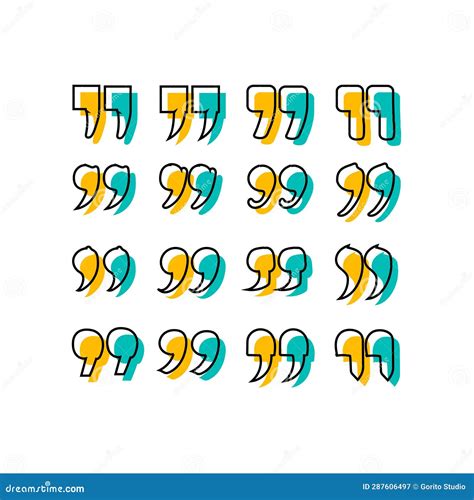 Set of Quotation Comma Sign Icons Stock Illustration - Illustration of ...