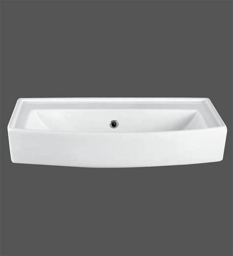 Buy Rectangular Shape Ceramic White Wall Mounted Wash Basin L W