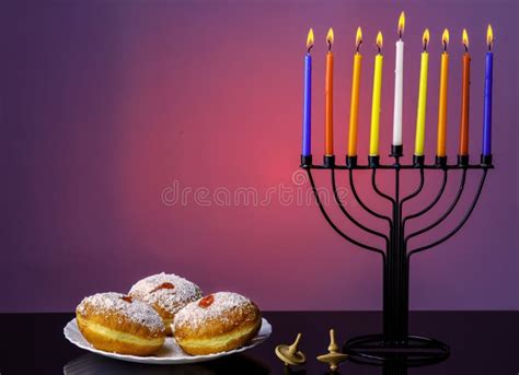 Imagem Do Hanukkah Tradicional Judaico Do Feriado Velas