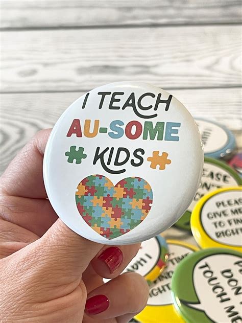 Autism Teacher Button Awareness Buttons Autism Buttons Awareness Pins