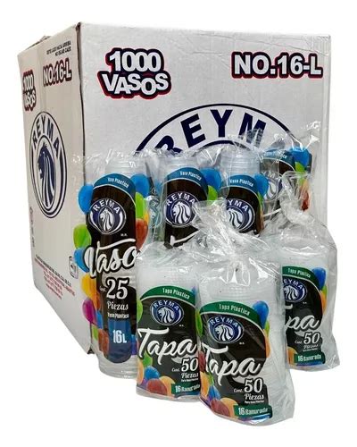 Vaso 16oz Plástico Transparente Reyma Con Tapa 500 Juegos Envío gratis