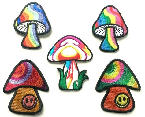 Mushroom Patch 8 Designs Sew On Iron On Bn Rave Hippy Magic