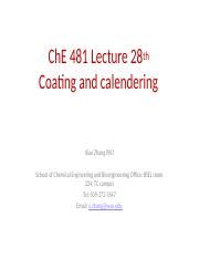 25 CHE 481 Lecture 28 Coating And Calendering Pptx ChE 481 Lecture