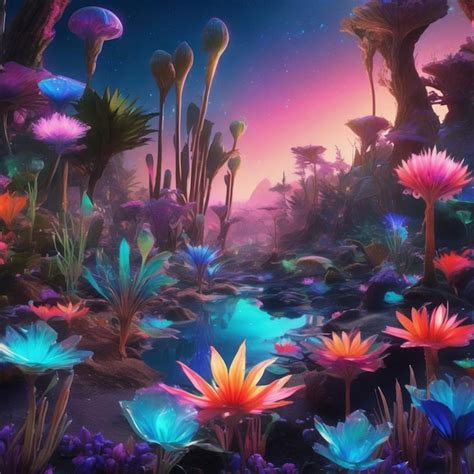 Premium Photo Alien Garden On A Distant Planet