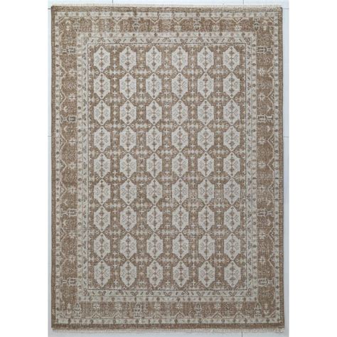 Hand Knotted Persian Style Tile Rug Threshold Designed With Studio