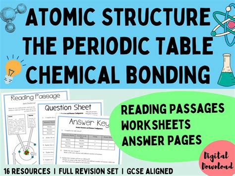 Gcse Chemistry Aqa Atomic Structure The Periodic Table And Chemical Bonding Revision Set Exam