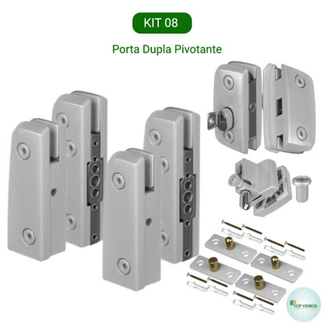 Kit Para Instala O De Porta Dupla Pivotante Vidro Vidro Top