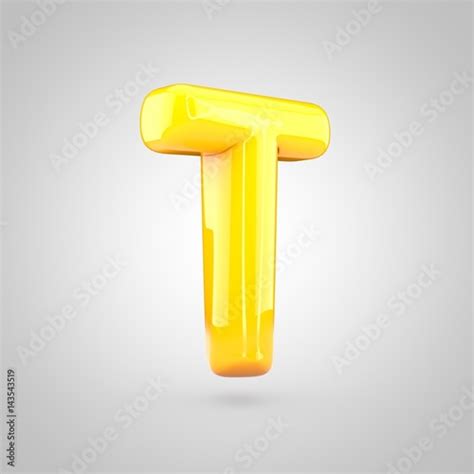 Glossy Yellow Paint Letter T Uppercase Stock Photo And Royalty Free