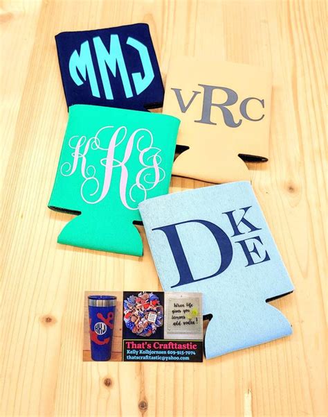 Personalized Monogram Can Cooler, 4 Different Design Styles, 31 Different Can Cooler Colors to ...