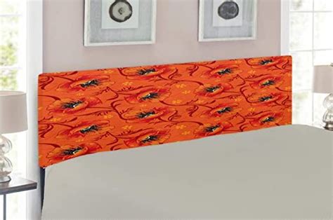 Ambesonne Orange Headboard Poppy Flower Series Blossoms Romance