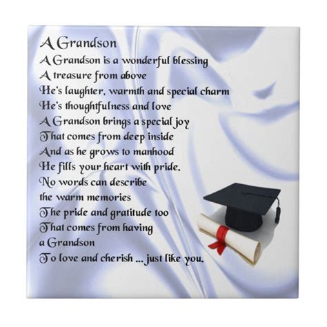 Graduation Grandson Poem Ceramic Tile | Zazzle | Graduation poems, Poems, Graduation quotes