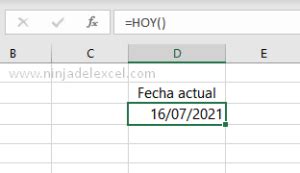 Función HOY en Excel Aprenda Como Usar Ninja del Excel