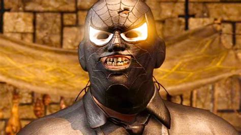 Mortal Kombat XL Black Spider Man Leatherface Costume Mod Performs