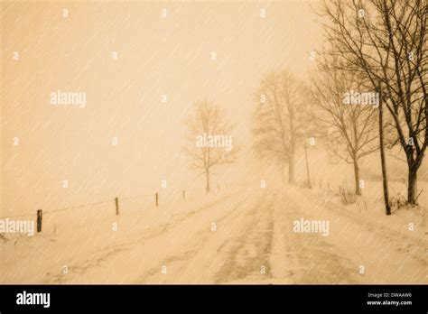 winter weather, snow storm or old stylized postcard illustration Stock ...