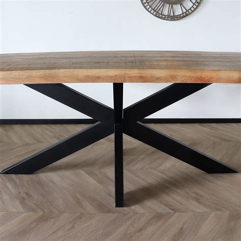 Eettafel Langwerpig Mangohout 200cm Lichtbruin John Langwerpige Tafel