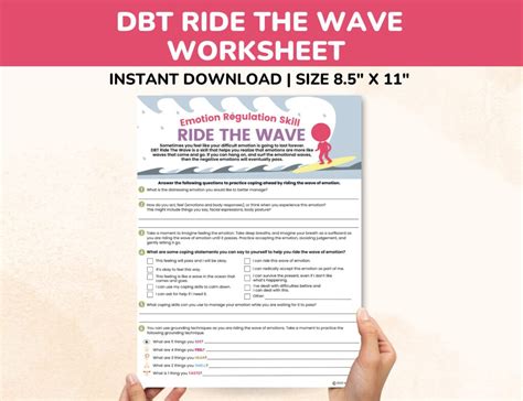 DBT Ride The Wave Worksheet Fillable Pdf Emotion Regulation Skills