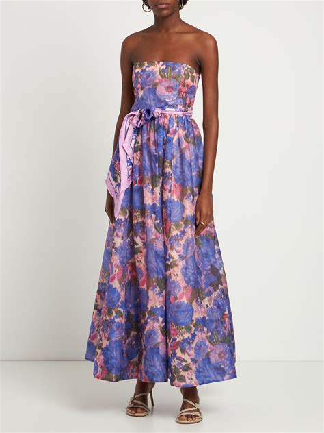 Zimmermann High Tide Belted Floral Print Linen And Silk Blend Midi