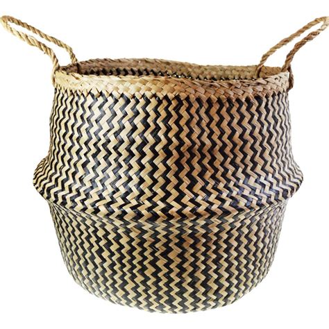 Woven Seagrass Basket Natural Black Cm