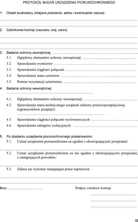 Protok Sprawdze Odbiorczych Okresowych Instalacji Elektrycznych