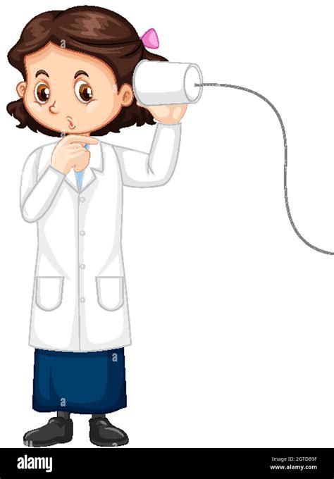 Cute Girl Cartoon Character Wearing Science Lab Coat Stock Vector Image