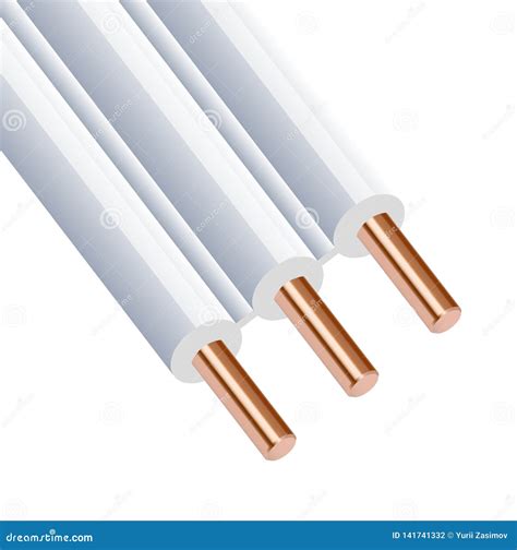 Flexible Wire Electrical Copper Cable Isolated On White Background