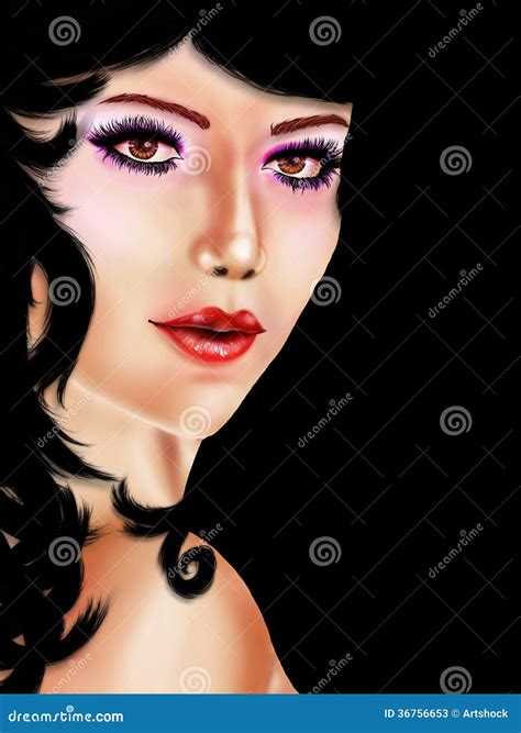 Woman With Black Hair Stock Illustration Illustration Of Perfect