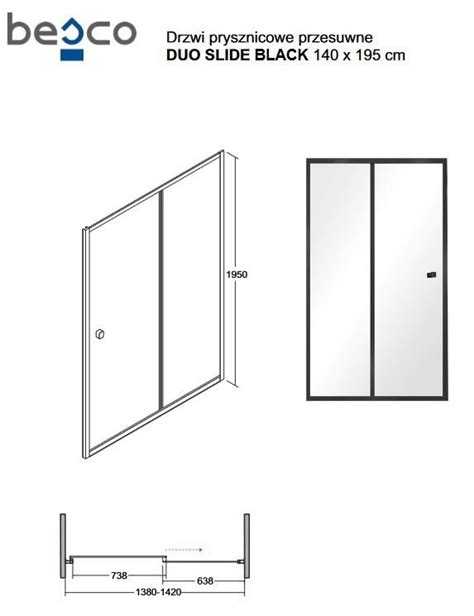 Drzwi Prysznicowe Przesuwne Duo Slide Czarny Mat X Cm