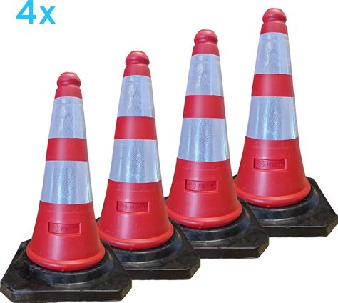 Pion Pionnen 50cm Met Rubber Voet Verkeerskegel 4 Stuks Bol