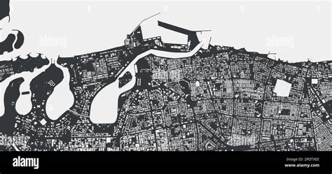 Sharjah Vector Map Detailed Black Map Of Sharjah City Administrative