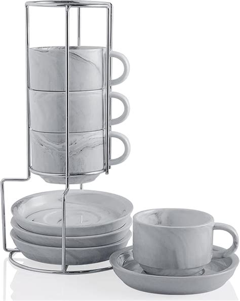 Sweejar Lot De Tasses Expresso Empilables En Porcelaine Avec