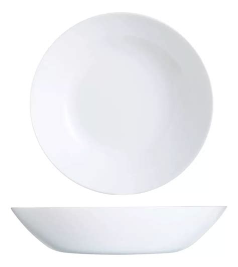 Alumar Set Platos Hondo Vidrio Opalizado Blanco