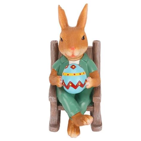 Hurrise Figurine Lapin Figurine De Lapin Oeuf De P Ques Chaise Ber Ante