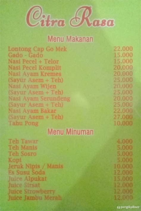 Selalu Diperbarui Menu Depot Citra Rasa Sambikerep Surabaya