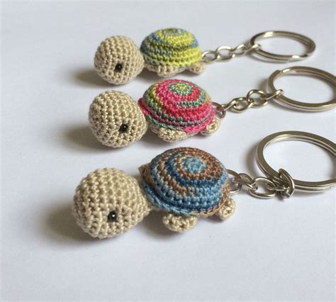 Porte Cl S Tortue Amigurumi Tortue De Terre Miniature Kawaii Au