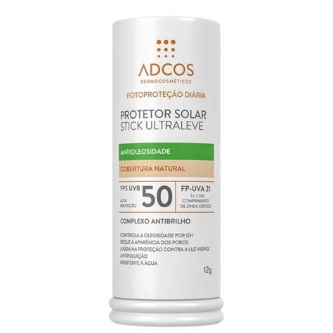 Adcos Protetor Solar Ultraleve Antioleosidade Stick FPS Nude g Cosméticos