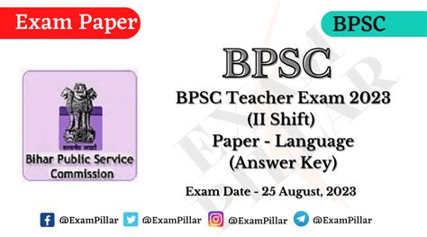 Bpsc Tre Exam Aug Paper Language Ii Shift Official Answer