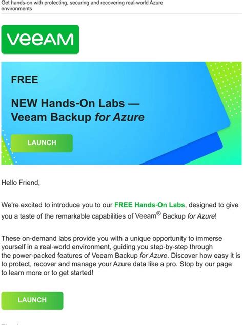 Veeam Performance Marketing Program NEW Hands On Labs Veeam Backup