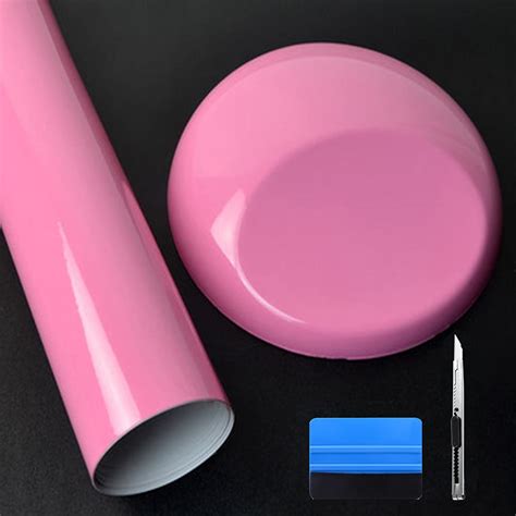 Snapklik Lzlrun Pink High Gloss Vinyl Realistic Paint Wrap Roll