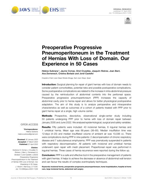 Pdf Preoperative Progressive Pneumoperitoneum In The Treatment Of