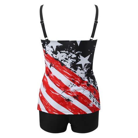 Tankini Bathing Suits For Women Women American Flag The Fourth Of July Two Pieces Bikini