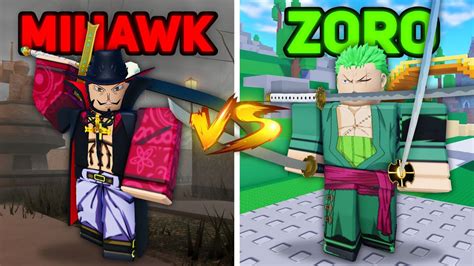 Mihawk Vs Zoro In Roblox Combat Warriors Triple Katanas Vs Yoru Sword Youtube