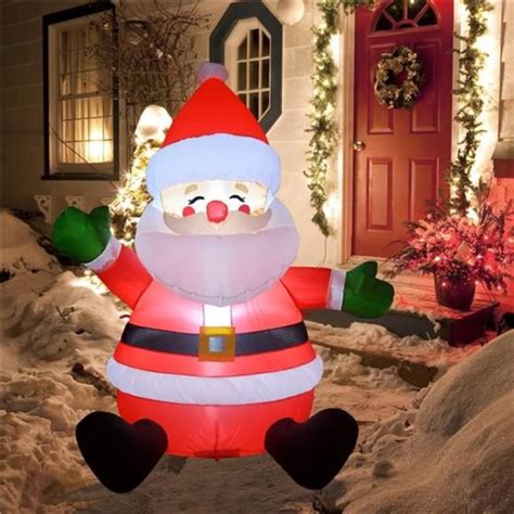 Holiday 5 Ft Christmas Inflatable Outdoor Sitting Santa Claus Happy