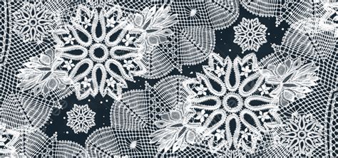 Snowflake Embroidery Style Lace Pattern Dark Background Embroidery