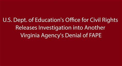 U S Dept Of Education’s Office For Civil Rights Releases Investigation Into Another Virginia