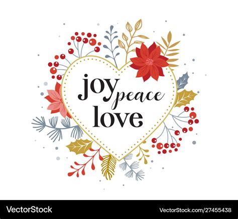 Joy Peace Love Merry Christmas Card Royalty Free Vector