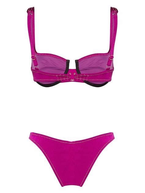 Reina Olga Brigitte Underwired Bikini Set Purple Farfetch Uk