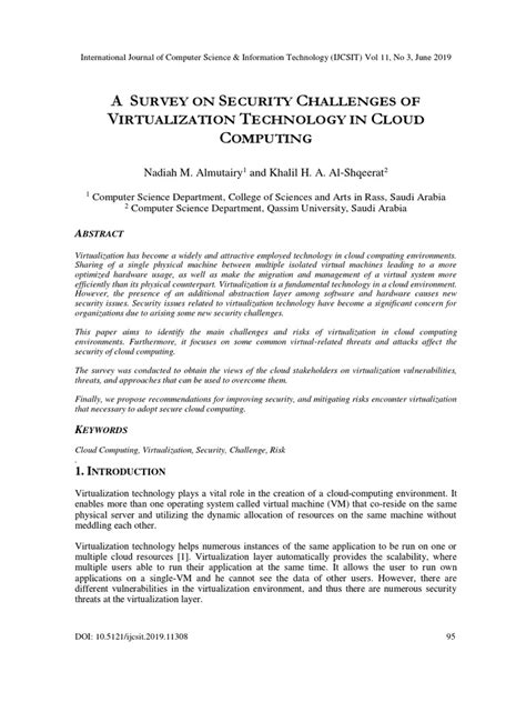 A Survey On Security Challenges of Virtualization Technology in Cloud Computing | PDF | Virtual ...