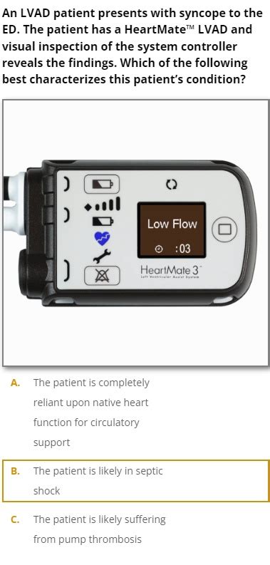 SOLVED An LVAD Patient Presents With Syncope To The ED The Patient